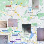 Namen und Skizzen auf einer Google Karte von Hamburg